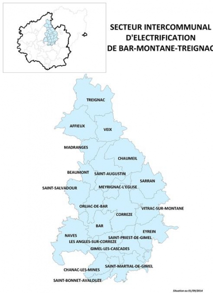 Carte secteur d'énergie de Bar-Montane-Treignac